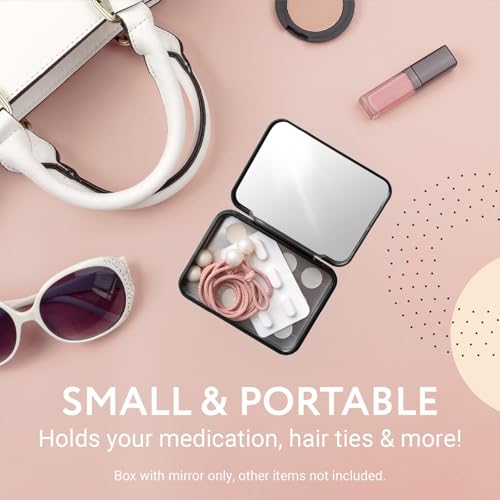 IMPRESA Zit Patches Storage Case - Matte Black Metal - Compact Organizer With Built-In Mirror - Travel-Friendly 2-Pack