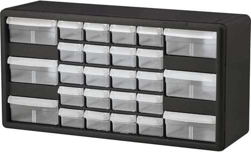 Akro-Mils 26-Drawer Plastic Storage Cabinet, 20"W x 6"D x 10"H, Black