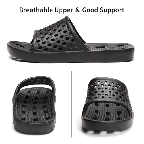 Xomiboe Shower Shoes For Men Women, Quick Dry Shower Slippers for Bathroom | Non Slip Lightweight EVA, With Drain Holes, Wide Fit For Gym Shower, College Dorm, Locker Room, Indoor, Pool