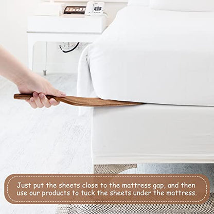NiHome Teak Wood Mattress Lifter & Bed Sheet Tucker, Bed Making Tool, 2PCS | Durable Unbreakable Grip, Smooth Surface Protects Sheets, Relieves Bending & Back Pain, Ideal for Seniors, Women & Arthritis