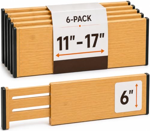 6-Pack Drawer Dividers 6-Inch High Dresser Drawer... (6 Count | Bamboo | Bamboo)