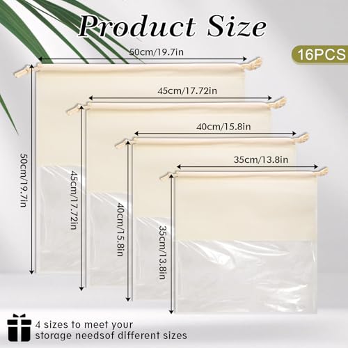 16 Pcs Dustproof Drawstring Bags Purse Dust Storage Bags for Handbags Covers Non Woven Fabric Cloth Pouch String Packing Organizer Shoe Pouch