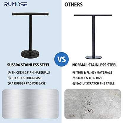 RUMOSE Oil Rubbed Bronze Hand Towel Holder Stand Countertop Towel Rack | 13 Inch Bathroom Kitchen Vanity T-Shape Towel Stand Free Standing Stainless Steel Towel Bar Towel Ring