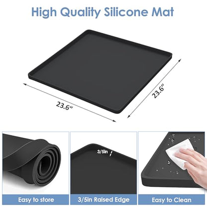 Mini Fridge Stand with Silicone Mat, 7"-8.5" Adjustable Hight | Small refrigerator stand with 4 stainless steel feet, air flow, no water pooling, portable washer & dryer pedestal