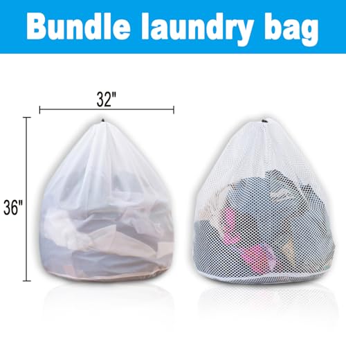 Extra Large Mesh Laundry Bags Washing Bag 2Pack Delicates Bag and Pull net style Laundry Bag Jumbo for Washing Machine Large Mesh Bags for Blankets, Bedding, Coats, Toys (2PCS-XXXL)