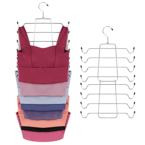 ZEDODIER 2 Pack Tank Top Hanger, Bra Organizer for Closet, Space Saving | 32 Hooks Total, Sturdy Metal, 360° Rotating, Foldable Design, Hanging Closet Organizers and Storage for Apartments and Dorms