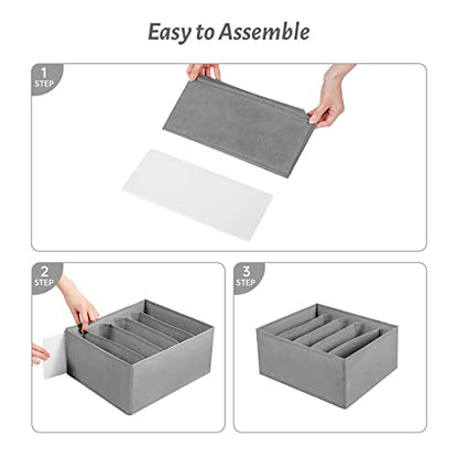 Jeans Drawer Organizers for Clothing, 5 Compartment Wardrobe Storage Box, Washable Clothes Organizer for Folded Clothes, Jeans, Pants, Leggings, t-shirts(Grey)