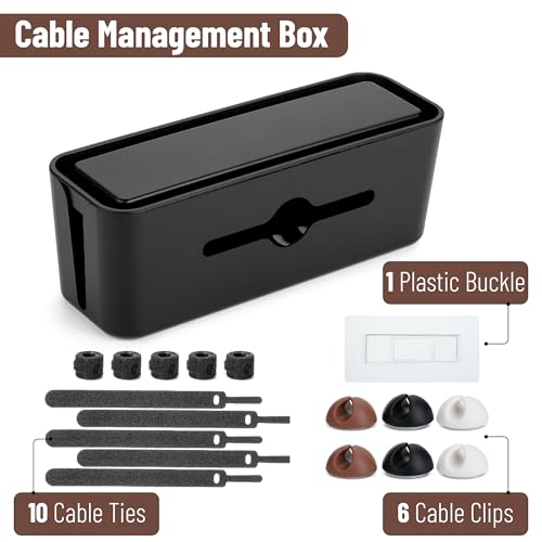 Bates- Cable Management Box, Small, Cable Organizer Box, Cord Organizer Box, Cable Box Organizer, Cord Management Box, Cord Hider Box, Cord Box for Wires on Floor, Power Strip Cover Box Baby Proof