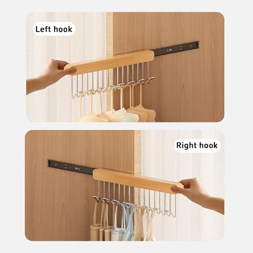 2 Pack Closet Valet Rod, Pull Out Belt Hanger with 8 Hooks, 12 Inch | pull-out wardrobe pole for belt hangers,tie hangers,bra organizer, closet valet rod slide out