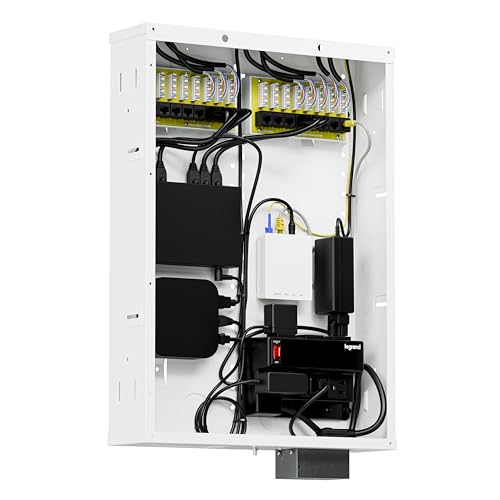 Legrand On-Q 20-Inch Structured Wiring Enclosure with Screw-On Cover, Durable Steel, Cable Management, Recessed or Surface Mount, Compatible with On-Q Accessories, Glossy White
