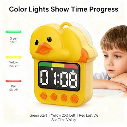 Doli Yearning Kids Shower Timer Waterproof for Bathroom Duck Timer | Quacking Sound; Magnetic Charging; Long Battery Life