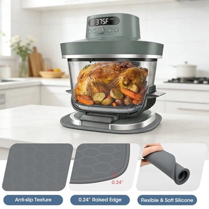 Heat Resistant Mat for Ninja Crispi Pro 6-in-1 Glass Air Fryer, Anti-slip Countertop Protector Silicone Mat Compatible with Ninja Crispi Pro Base, Dishwasher Safe, Grey