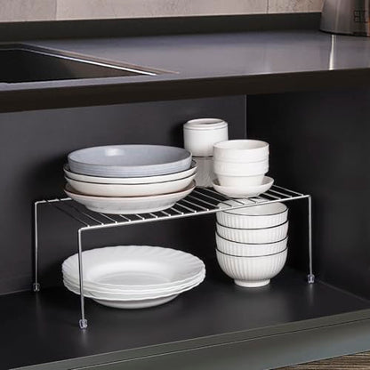 Kitchen Cupboard Shelf Wire Rack - 4 Pack Cabinet... (Silver | Metal)