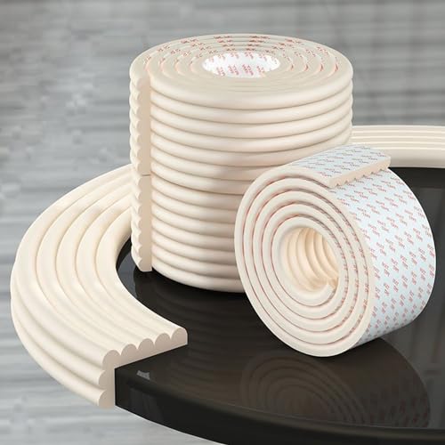 Edge Protector for Baby Proofing, Desk Edge Cushion | Corner Protector Baby, Extra-Wide Soft Rubber Foam Furniture Edge Bumper Guards for Table, 16.4ft White