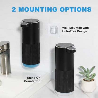Automatic Soap Dispenser, 2 Pack Black Touchless Liquid Soap Dispenser for Bathroom, 13.5 Fl Oz Plastic Electric Auto Dish Soap Dispensers Wall Mount for Kithcen with Adjustable Volume
