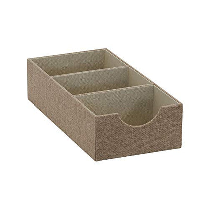 Household Essentials Brown 722-1 Deep 3 Section Drawer Organizer Box for Storage | 12 in x 6.13 in x 3.13