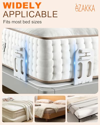 eZAKKA Bed Sheet Holders for Corners, 4-Pack Heavy-Duty Sheet Clips, White | Upgrade Mattress Clips with Secure Locks, Keep Bed Sheets Firm & Tight, White Fasteners for All Mattress Sizes