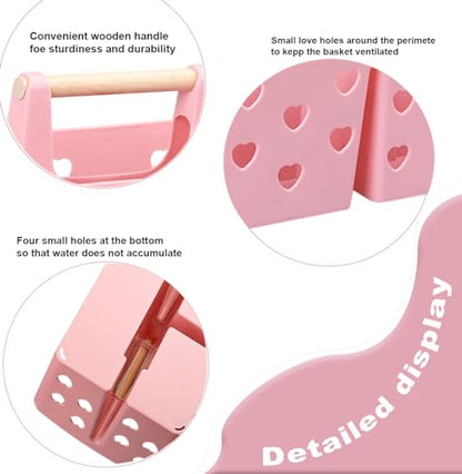 Portable Shower Caddy Plastic Shower Basket Organizer with Handle, Pink | Divided Bathroom Caddy Storage Cleanning Caddy Tote for College, Dorm Room, Kitchen