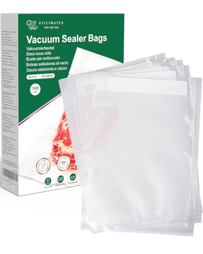 Quart Vacuum Sealer Bags for Food, 8x11 Inch with Label Area | Heavy Duty BPA-free Vacuum Seal Bags for Food Saver, Freezer Storage, Seal a Meal, Sous Vide, Meal Prep, Precut 100 count