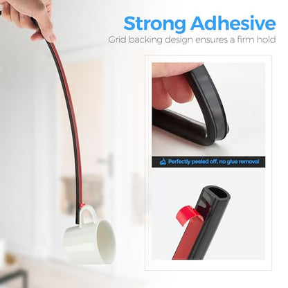 Ravinte Weather Stripping Door Seal Strip, 23 FT D-Shaped Silicone, Black | Door Weather Stripping, Self-Adhesive D-Seal, 3/8 x 5/16 in, Fits 5/16 to 5/32 in Gaps, Door and Window Frames, Blocks Drafts
