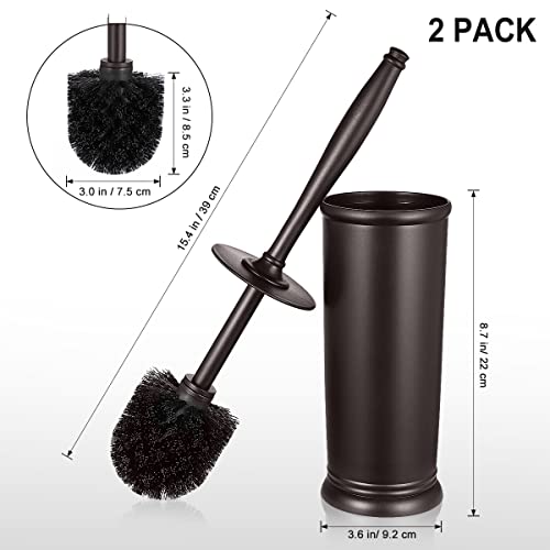 HAMITOR Toilet Bowl Brush Holder Set: 2 Pack Modern Deep Cleaning Bathroom Toilet Scrubber with Caddy for rv - Rim Decorative Accessories Cleaner Brushes for Toilet - Bronze1