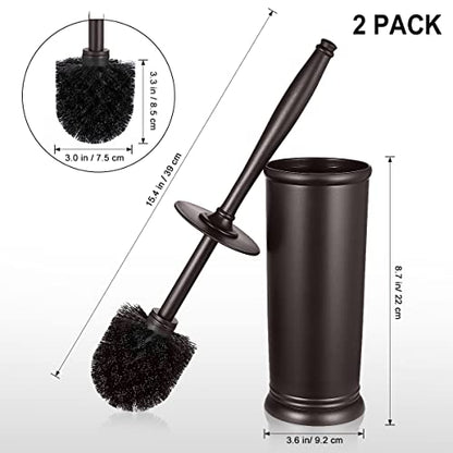 HAMITOR Toilet Bowl Brush Holder Set: 2 Pack Modern Deep Cleaning Bathroom Toilet Scrubber with Caddy for rv - Rim Decorative Accessories Cleaner Brushes for Toilet - Bronze1