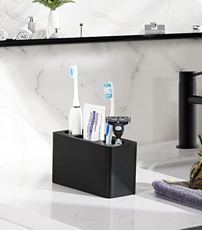 Luxspire Toothbrush Holder, Resin, 3 Slots, Black | Electric Toothbrush Holder, Toothbrush and Toothpaste Holder, Bathroom Countertop Storage, Bathroom Accessories
