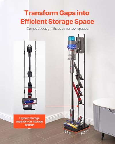 VEVOR Vacuum Stand, Compatible with V6 V7 V8 V10 V11 V15, Stable Vacuum Stand Holder with Wheels for DC30 DC31 DC34 DC35 DC58 DC59 DC62 D74 Cordless Upright Vacuum Cleaners & Accessories