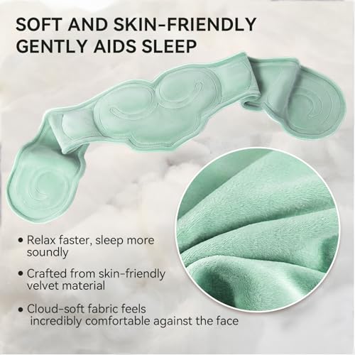 Weighted Sleep Mask with Gentle Pressure | Lightweight, Soft, Breathable & Skin-Friendly | Perfect Blackout for Deep Sleep, Travel, Meditation,Yoga (Light Green, Ruyi)