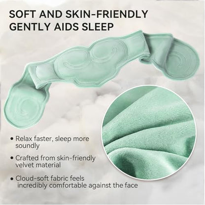 Weighted Sleep Mask with Gentle Pressure | Lightweight, Soft, Breathable & Skin-Friendly | Perfect Blackout for Deep Sleep, Travel, Meditation,Yoga (Light Green, Ruyi)