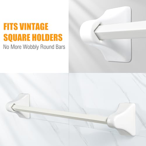 24 Inch Replacement Towel Bar for Ceramic Holder - Cut to Fit Any Size, Spring Loaded Adjustable Plastic Towel Rod for Porcelain Holders, No Demolition Installation, Rental & Vintage Bathroom Friendly