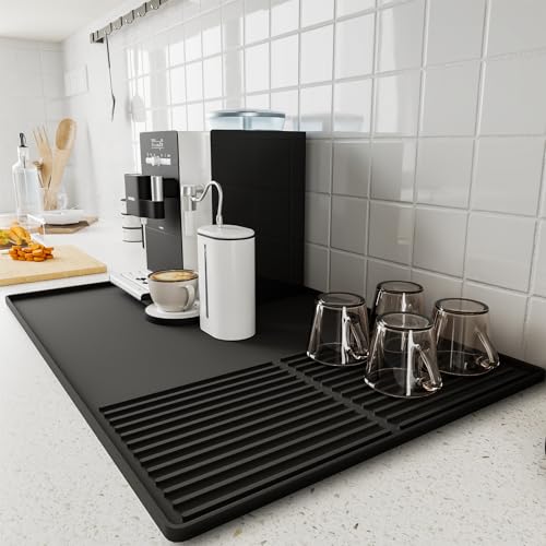 Silicone Coffee Mat with Raised Edges, , 24'' x 16... (Black | Silicone)