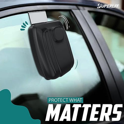 Superlit Car Key Lock Box for Car Window, Turo Key Lockbox RFID Blocker | with Window Mount, RFID Blocker Pouch included, Waterproof, 4-Digit Combo