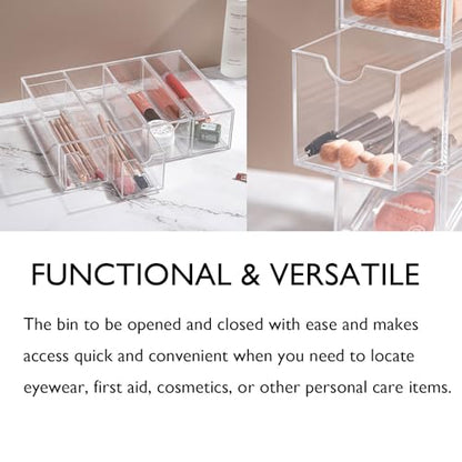 Sunglass Storage Box, Acrylic Eyeglass Organizer, Make-up Storage Drawer Tray, Jewelry Trays, Type Strong Load-bearing Easy Access 4-Layer Transparent Visual Sunglasses Case Home Office Using
