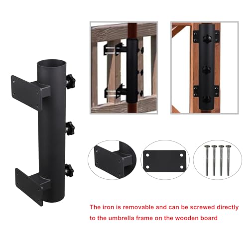 Patio Umbrella Holder Outdoor Deck Mount Umbrella Holder Heavy Duty Umbrella Clamp Hand-Turn Knob Umbrella Base Stand for Deck Railing, Fences，Docks, Courtyard Balcony, Patios