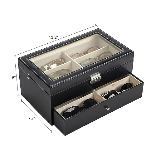 Sunglasses Organizer with 12 Slots, Multiple Eyegl... (Black)