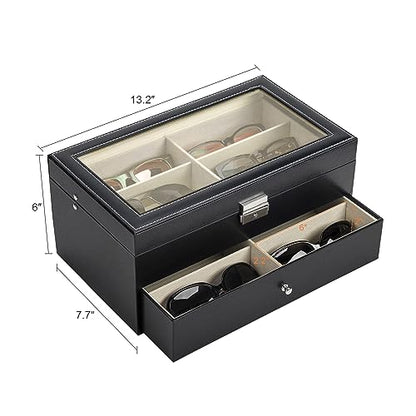 Sunglasses Organizer with 12 Slots, Multiple Eyegl... (Black)