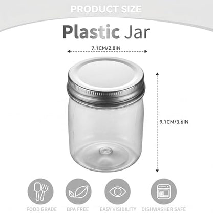 novelinks 8 oz Plastic Mason Jars and Clear Plastic Jars with Lids 8 oz