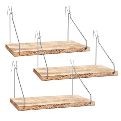 Fabric Wall Cubicle Shelf with Hooks for Work Decor, 11.8' Wooden Cubicle Organizer Storage Shelf with Hangers Cubicle Accessories for Women Men Desk, 3 Pack