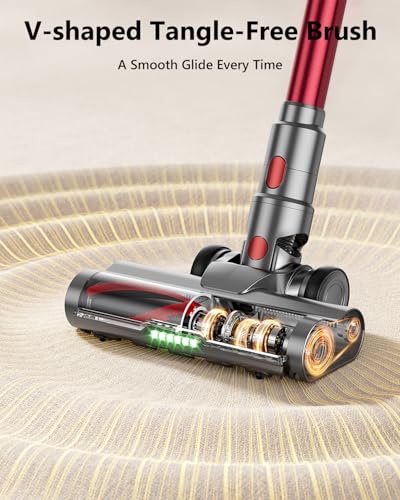Cordless Vacuum Cleaner, 580W 48Kpa 65Mins Vacuum Cleaner for Home, Stand-Free Stick Vacuum, OLED Display, Auto Scrap Dust Tech, Lightweight, Anti-Tangle Vacuum Cordless for Woodfloor Carpet Pet Hair