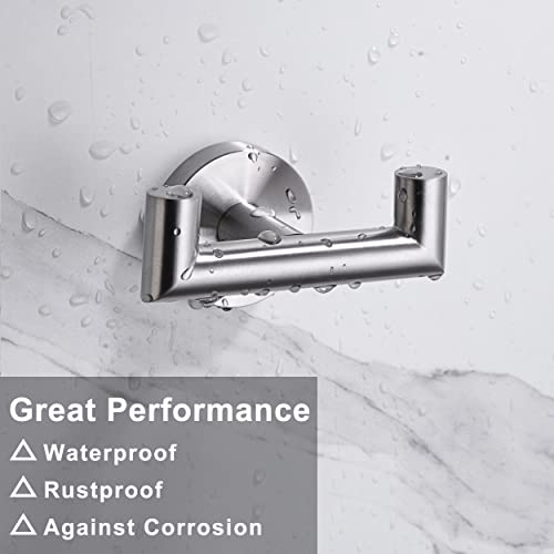 Towel Hooks for Bathrooms,Brushed Nickel Towel Hook for Kitchen Bathroom,SUS304 Stainless Steel Coat Hook,Heavy Duty Double Holder Robe Hooks for Hanging Towels,Coats,Sponges,Clothes,Wall Mount,2 Pack