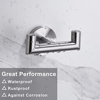 Towel Hooks for Bathrooms,Brushed Nickel Towel Hook for Kitchen Bathroom,SUS304 Stainless Steel Coat Hook,Heavy Duty Double Holder Robe Hooks for Hanging Towels,Coats,Sponges,Clothes,Wall Mount,2 Pack