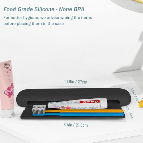 Silicone Toothbrush Travel Case, Pro Large Toothbrush Case for Traveling | Electric & Manual Toothbrush Travel Cover for Men and Women, Portable Toothbrush Holder for Trave, Gym, Business Trip, School