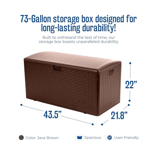 Outdoor Storage Deck Box, Standard Closure, 73 Gallon, Java