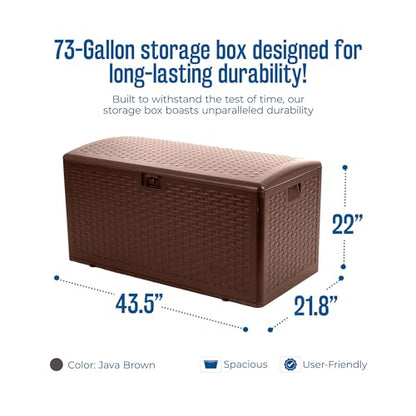 Outdoor Storage Deck Box, Standard Closure, 73 Gallon, Java