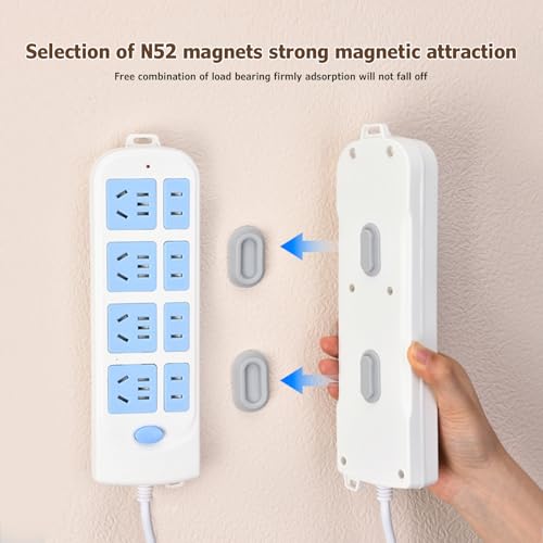 XYOFUN Magnetic Remote Control Holder Wall Mount - 6 Pcs White & Black | No Drill Self-Adhesive Organizer, For Air Conditioner & TV Remotes, Storage Caddy for Televisions Backside