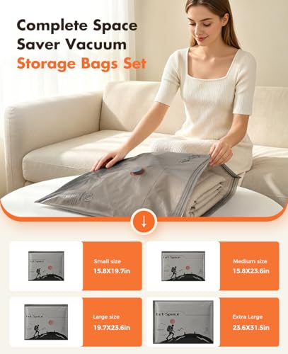 Vacuum Storage Bags with Electric Pump,Covers -60kPa Vacuum Seal Bags for Clothing Devices, Travel Bags with Portable Cordless Pump Included, Compatible with Bags 15 Combo Set
