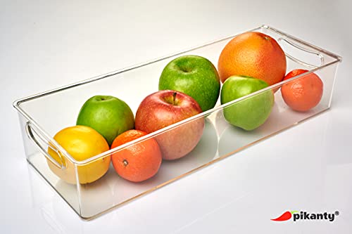 Clear Refrigerator Organizer Bin with Handles — 15... (Clear | Plastic)