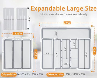 Large Utensil Organizer for Kitchen Drawer, Expand... (Grey | Polypropylene)