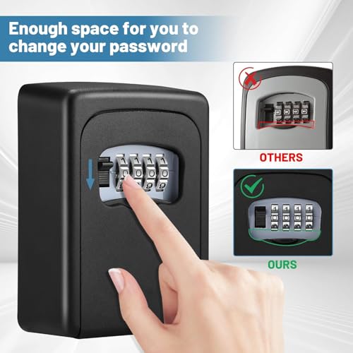 Key Lock Box for Outside - Sturdy and Durable Lock Box for House Key,5 Key Capacity Lockbox for Keys Outdoor,Waterproof Emergency Spare Key Lockbox with Resettable Code for Home,Garage,Airbnb